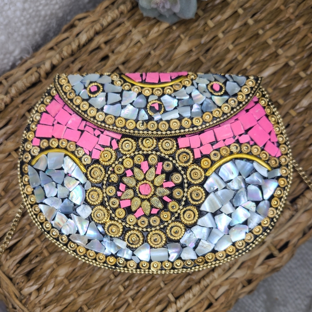 RAMLA | Beverly Hills | Handcrafted Metal Bag w/Mosaic Stones